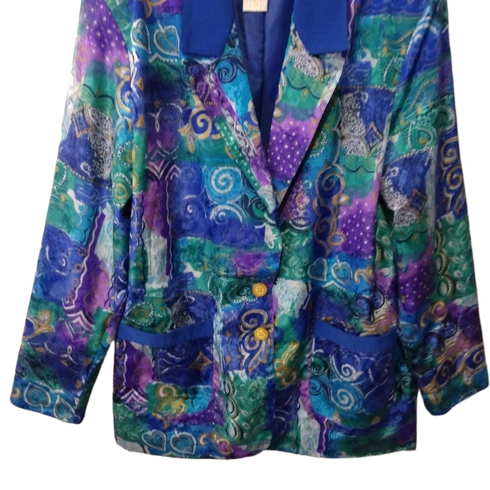 Pierre Lamonte Royal Blue/Purple multi Print Suit Jacket